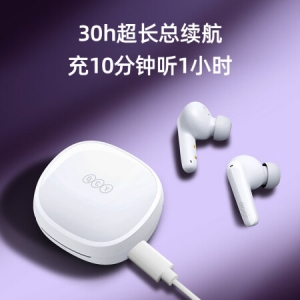 QCY T13 X 2023款真无线蓝牙耳机 运动耳麦抗风噪四麦通话降噪耳机快充 全手机通用 白色